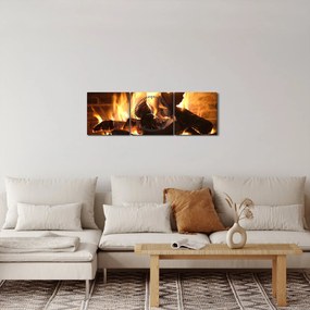 Obraz - Oheň (s hodinami) (90x30 cm)