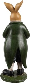 Dekorácia králik v zelenom kabátiku držiacom vajíčko - 8*7*20 cm