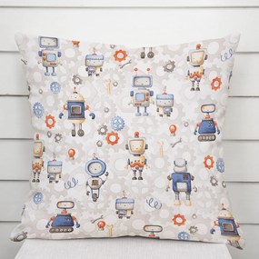 Biante Detská bavlnená obliečka na vankúš Sandra SA-584 Svet robotov na sivo-bielom 50 x 60 cm