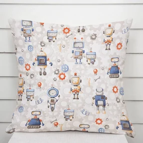 Biante Detská bavlnená obliečka na vankúš Sandra SA-584 Svet robotov na sivo-bielom 50 x 70 cm