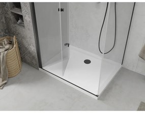 Mexen Lima, sprchovací kút so skladacími dverami 90 (dvere) x 70 (stena) cm, 6mm číre sklo, čierny profil + slim sprchová vanička biela s čiernym sifónom, 856-090-070-70-00-4010B