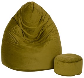 JAKS Sedací vak s podnožkou olivový velúr