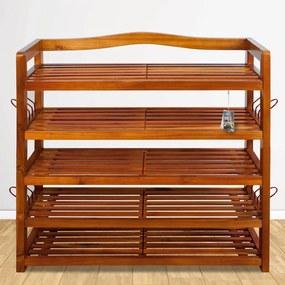 Casaria Regál na topánky RUSTIC, 5políc, 85x26x82cm, prírodná hnedá