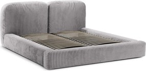 Svetlosivá čalúnená dvojlôžková posteľ s úložným priestorom s roštom 160x200 cm Martina – Micadoni