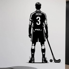 Veselá Stena Samolepka na stenu na stenu Florbalista s menom Farba: černá