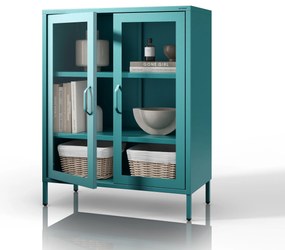 Vitrína GINA, 800 x 1015 x 400 mm, Modern: morská farba