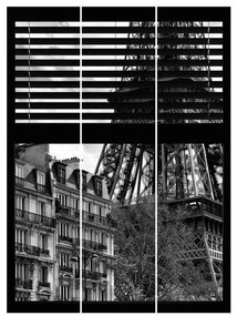 MANUFACTURER -  Súprava posuvnej záclony - Zobrazenie okien Paríž - Blízko Eiffelovej veže v čie -3 panely