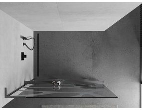 Mexen Kioto+ L, sprchová zástena Walk-In s poličkou a vešiakom 100 x 200 cm, 8mm číre sklo biely vzor, grafitový profil, 800-100-123-66-97