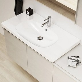 GEBERIT Acanto závesné umývadlo s odkladacou plochou, s otvorom, s prepadom, 900 x 482 mm, biela, s povrchom KeraTect, 500.623.01.8