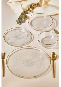 Jedálna súprava 24 ks, číre sklo so zlatým zdobením