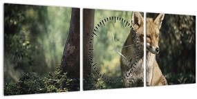 Obraz líšky (s hodinami) (90x30 cm)