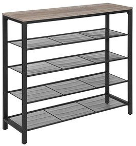 Botník, 4 drôtené police, sivo-čierna farba, 100x92,5x30cm