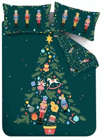 Tmavozelené obliečky na jednolôžko 135x200 cm Nutcracker – Catherine Lansfield