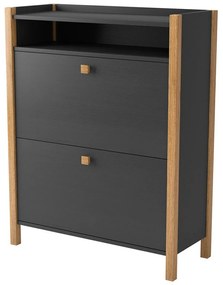 Tmavosivá skrinka na topánky s 2 zásuvkami Woodman Bode