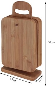 Doska na krájanie so stojanom Set, bambus, sada 6ks, 22x15 cm