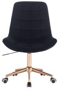 LuxuryForm DESIGN Stolička PARIS VELUR na zlatej podstave s kolieskami - čierna