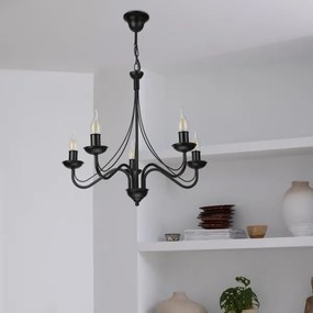 Luster na reťazi ANTON 5xE14/15W/230V čierny