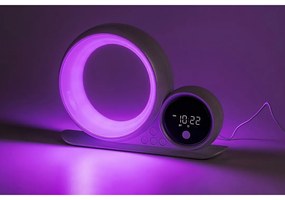 Rabalux 76109 dekoratívna stolná lampa Wakeway, s reproduktorom, RGB, hodinami a budíkom