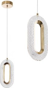 Toolight Toolight, LED krištáľový závesný luster, 7W, 500lm, G113-1CP, zlatá, OSW-09708