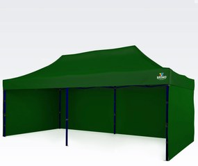 BRIMO Nožnicový párty stan EXCLUSIVE oceľ 3x6 m s 3 stenami zelený