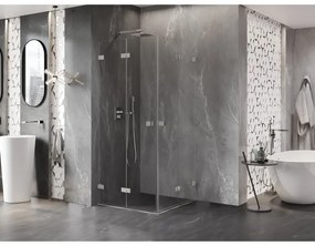 Mexen Lunar-F Duo, skladací sprchový kút 90 x 90 cm, 8mm číre sklo, oceľový profil, 836-090L-090P-97-00