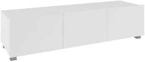 Moderný televízny stolík CALABRINI 150 cm - biela/biely lesk