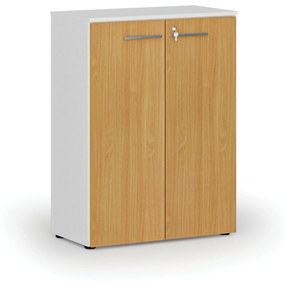 Kancelárska skriňa s dverami PRIMO WHITE, 1087 x 800 x 420 mm, biela/buk