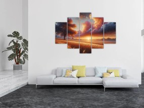 Obraz – Západ slnka na poli (150x105 cm)