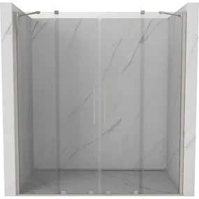 Mexen Velar Duo, posuvné sprchové dvere do otvoru 180 cm, 8mm číre sklo, brúsená oceľ, 871-180-000-02-97