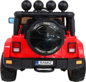 Ramiz Detské terénne auto Full Time 4WD Červená + 4x4 + Diaľkové ovládanie + LED audio + Úložný priestor
