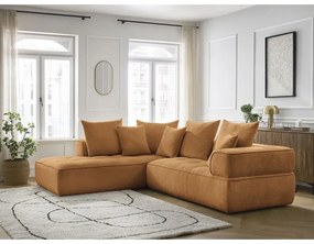 Ženilková rohová pohovka v horčicovej farbe (ľavý roh/do L) Whesley – Bobochic Paris