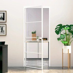 Vnútorné dvere biele 83x201,5 cm tvrdené sklo a hliník úzke 153667