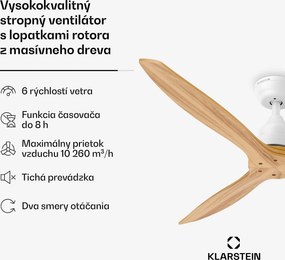 Klarstein Santa Elena stropný ventilátor | 132 cm | 35 W | 25 m² | Tichá prevádzka | Drevo