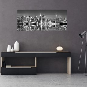 Obraz - New York, čiernobiely (120x50 cm)