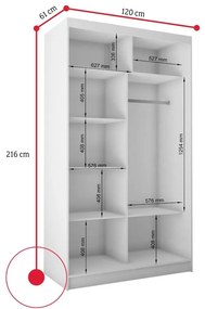 Skriňa so zrkadlom MARISA - biela / nie / 150