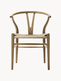 Drevená stolička's ručne tkanou sedacou plochou CH24 Wishbone Chair
