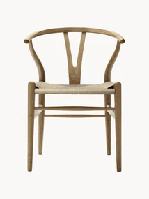 Drevená stolička's ručne tkanou sedacou plochou CH24 Wishbone Chair