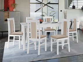 Rozkladací stôl so 6 stoličkami - AL34, Morenie: biela - L, Poťahové látky: 25x - Paros 2