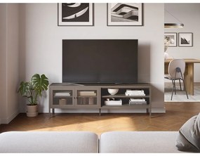 Sivý kovový TV stolík 160x50x35 cm Fayna – Marckeric