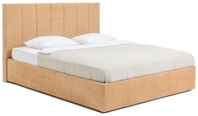 Čalúnená dvojlôžková posteľ s úložným priestorom s roštom 160x200 cm v horčicovej farbe Thessa Bold Line – Bonami Selection