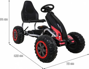 Ramiz Veľká silná detská motokára s pedálmi čierna + 100 kg záťaž + EVA kolesá + ručná brzda + športové sedadlo