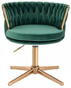 LuxuryForm DESIGN Stolička LYON VELUR na zlatom kríži - zelená