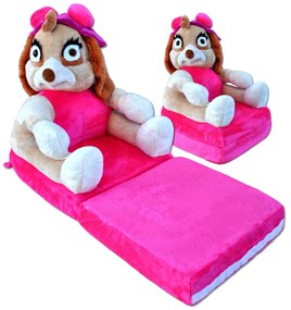 Detské plyšové rozkladacie kresielko PSÍK - ružové
