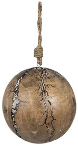 Vianočné dekorácie drevená guľa s popraskaním - Ø 12*12 cm