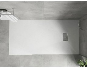 Mexen Hugo, obdĺžniková sprchová vanička SMC 170 x 90 cm, biela, oceľová krytka, 42109017-X