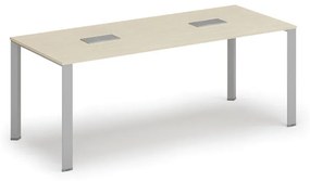 Stôl INFINITY 2000 x 900 x 750, orech + 2x stolná zásuvka TYP IV, strieborná