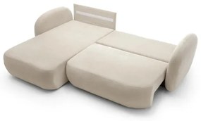 Rohová rozkladacia sedacia súprava s úložným priestorom do tvaru L OLBIA ľavá béžová