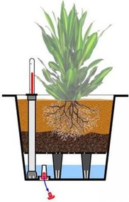 4-set hranatých plastových vložiek so samozavlažovacím setom, 32*29*29 cm, čierny