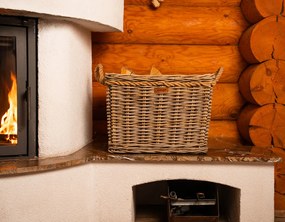 Veľký ratanový úložný kôš s lankovými držadlami, štvorcový - sivý Rozmery (cm): 40x33, v.26