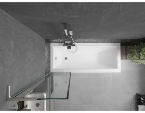 Mexen Next L, 1-krídlová vaňová zástena 50 x 150 cm, 6mm číre sklo-čierny vzor, 6mm číre sklo, profil brúsená oceľ, 895-050-000-03-70-97